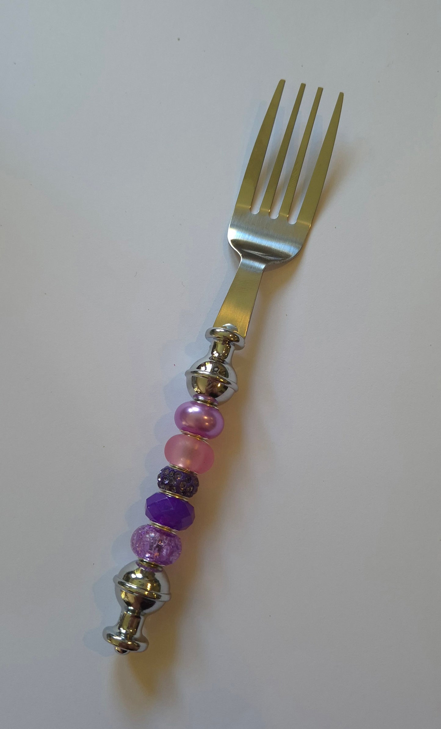 Large cake fork with purple beads