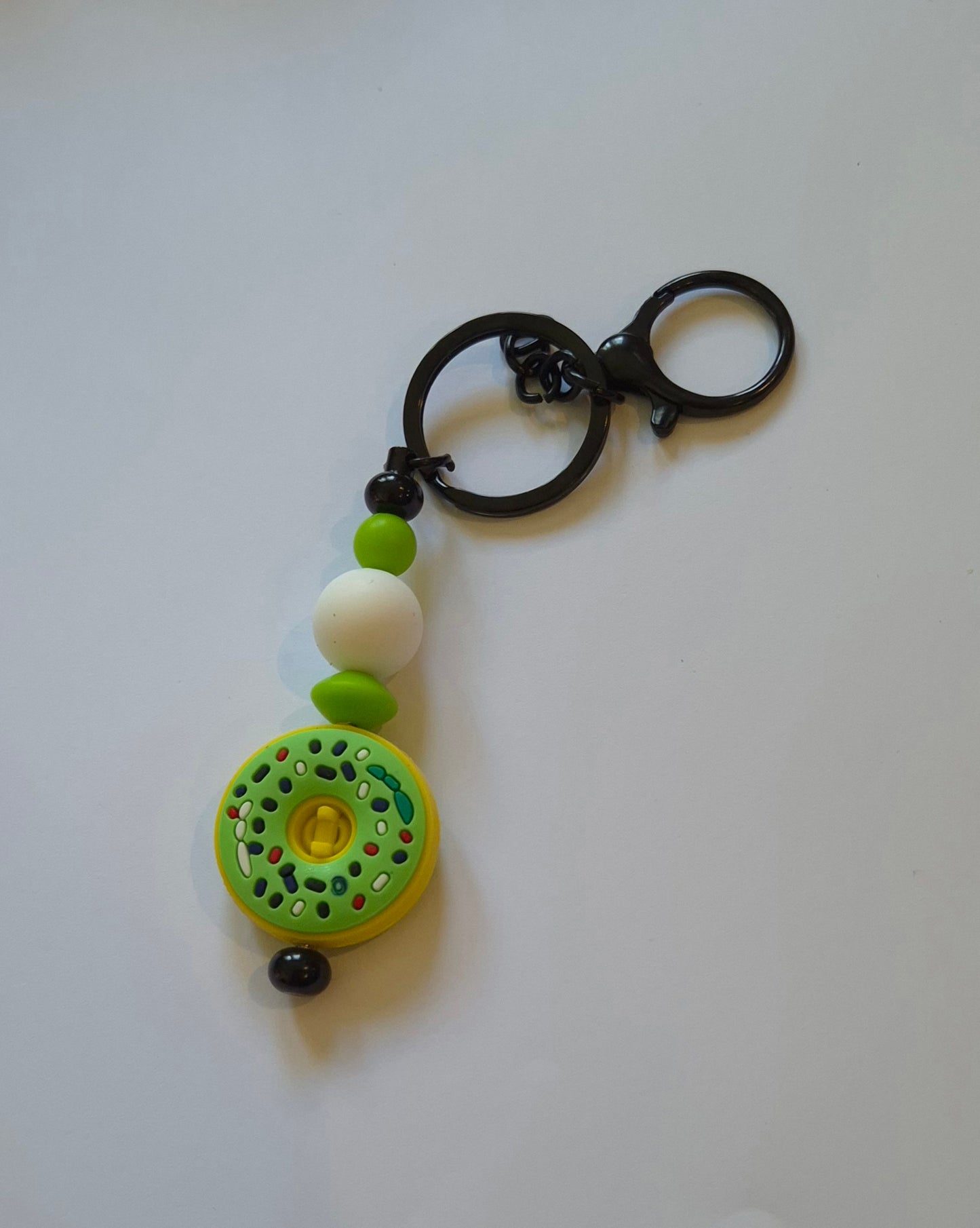 Black keyring with Green Donut bead