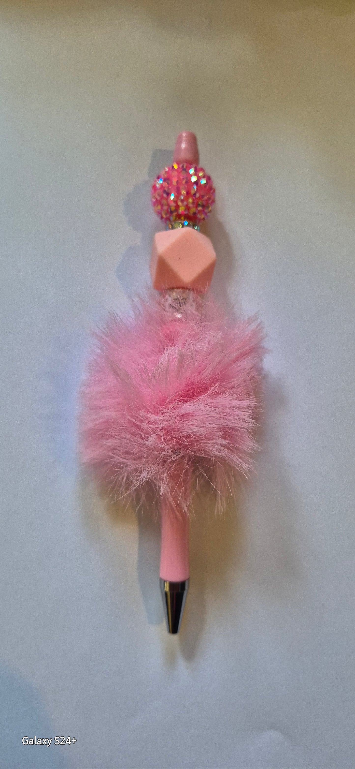 Pink pen with large beads