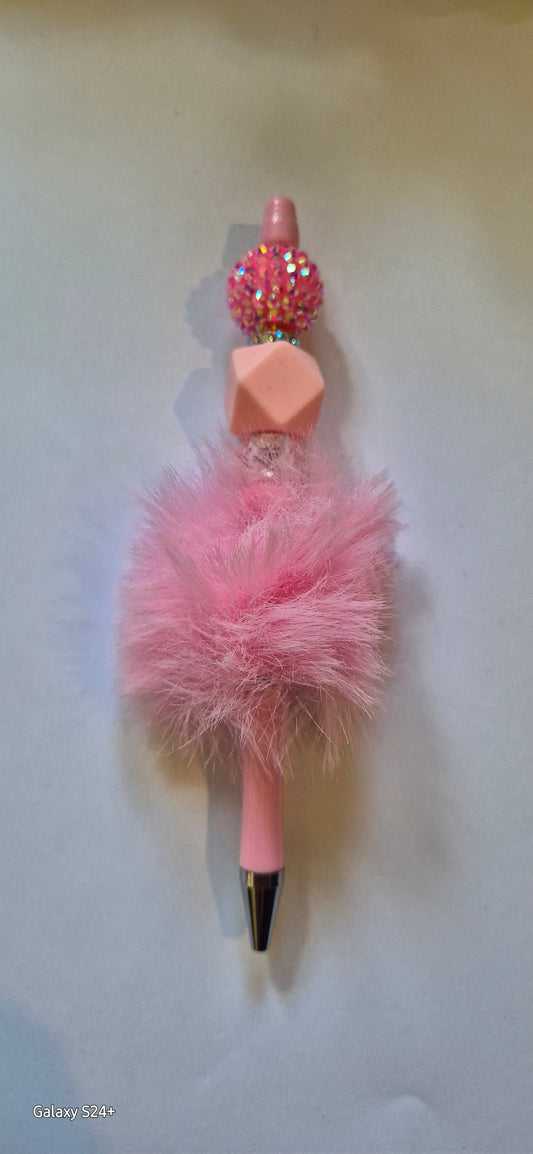 Pink pen with large beads