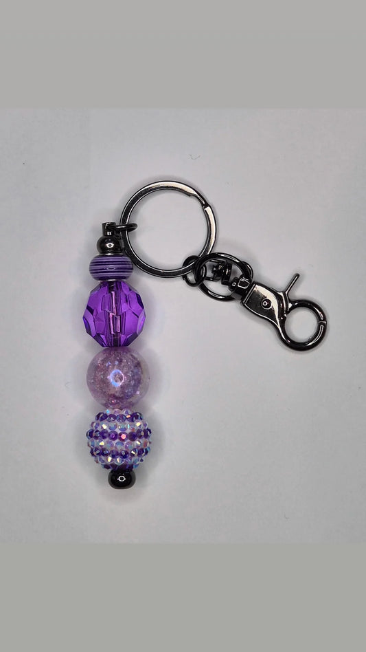 Black keyring with Purple Beads