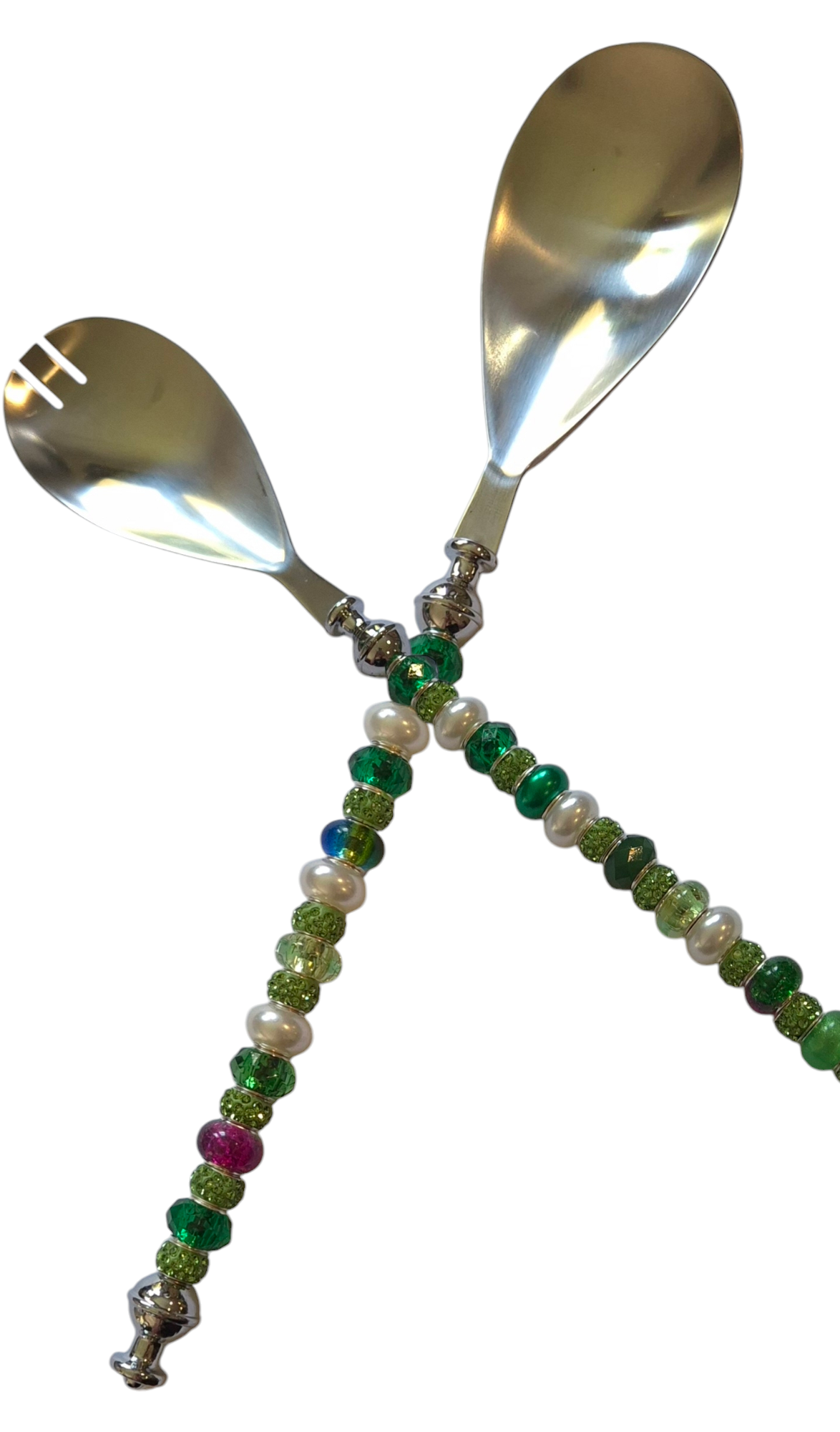 Beads decorated salad spoons