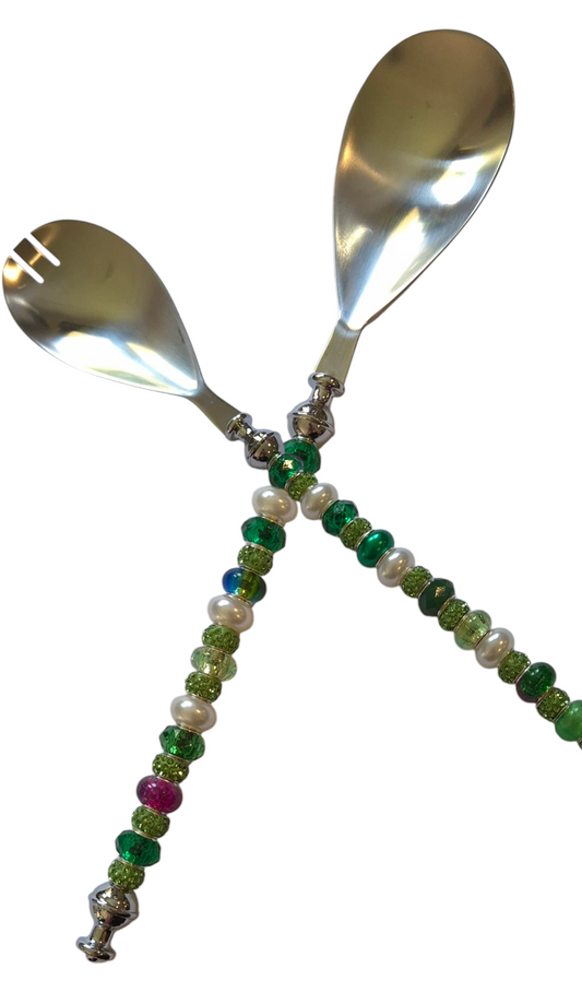 Beads decorated salad spoons